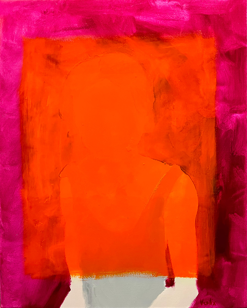 Self Portrait In Orange. A painting by Guido Vrolix